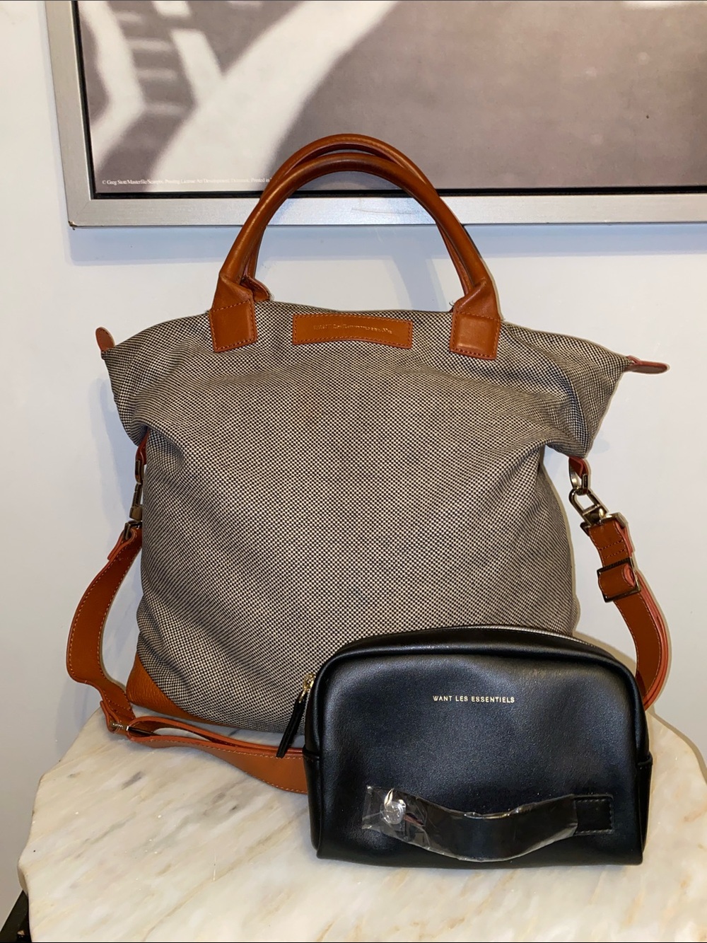 Want Les Essentiels De la vie canvas/leather crossbody bag & accessory case